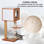 PawHut-Albero-Tiragraffi-con-Pali-in-Legno-Corda-Sisal-e-3-Morbidi-Cuscini-Rimovibili-Altezza-91-cm