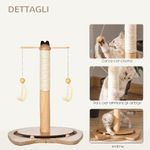 PawHut-Tiragraffi-per-Gattini-Fino-5kg-con-Piume-Palline-e-Accessori-in-Legno-40x37x51cm---Marrone-Beige