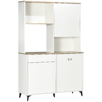 HOMCOM-Dispensa-Cucina-in-Truciolato-e-MDF-con-Ripiani-Aperti-Armadietti-e-Cassetto-119x41x180-cm-Bianco
