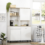 HOMCOM-Dispensa-Cucina-in-Truciolato-e-MDF-con-Ripiani-Aperti-Armadietti-e-Cassetto-119x41x180-cm-Bianco