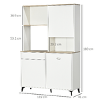 HOMCOM-Dispensa-Cucina-in-Truciolato-e-MDF-con-Ripiani-Aperti-Armadietti-e-Cassetto-119x41x180-cm-Bianco