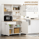 HOMCOM-Dispensa-Cucina-in-Truciolato-e-MDF-con-Ripiani-Aperti-Armadietti-e-Cassetto-119x41x180-cm-Bianco
