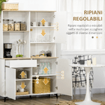 HOMCOM-Dispensa-Cucina-in-Truciolato-e-MDF-con-Ripiani-Aperti-Armadietti-e-Cassetto-119x41x180-cm-Bianco