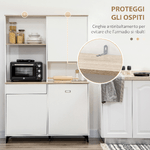 HOMCOM-Dispensa-Cucina-in-Truciolato-e-MDF-con-Ripiani-Aperti-Armadietti-e-Cassetto-119x41x180-cm-Bianco