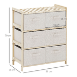 HOMCOM-Cassettiera-con-6-Cassetti-in-Tessuto-Pieghevoli-ed-Estraibili-59x28x70cm---Legno-Beige