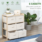 HOMCOM-Cassettiera-con-6-Cassetti-in-Tessuto-Pieghevoli-ed-Estraibili-59x28x70cm---Legno-Beige