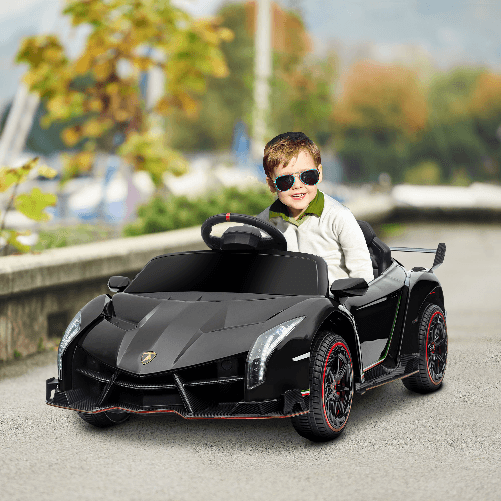 HOMCOM-Macchina-Elettrica-per-Bambini-Lamborghini-Veneno-12V-con-Telecomando-Eta-3-6-Anni-Nero