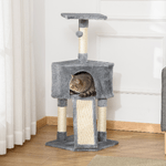 PawHut-Tiragraffi-ad-Albero-per-Gatti-fino-5-Kg-Rivestimento-Corda-Sisal-e-Peluche-con-Cuccia-Grigio-40x40x98cm