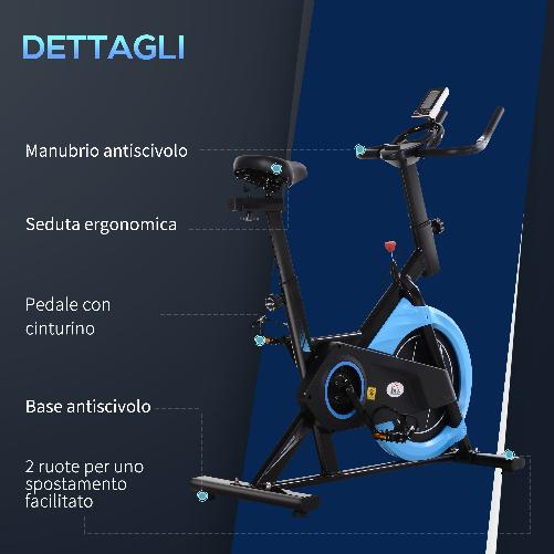 HOMCOM-Cyclette-da-Camera-con-Trasmissione-a-Cinghia-Cyclette-Professionale-con-Manubrio-e-Sellino-Regolabili-Volano-6kg-Schermo-LCD-Fino-a-120kg-Nero-e-Azzurro