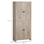 HOMCOM-Mobile-Cucina-a-4-Ante-con-Mensole-Regolabili-e-Base-Rialzata-in-Legno-80x40x182cm