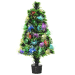 HOMCOM-Alberello-di-Natale-Artificiale-con-40-Luci-e-Fibre-Ottiche-Colorate-40-Rami-e-Base-Rimovibile-Φ28x55cm---Verde