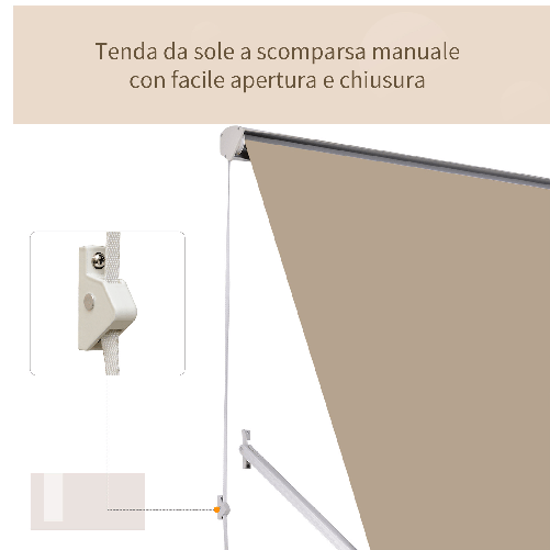 Outsunny-Tenda-da-Sole-Avvolgibile-a-Parete-a-Caduta-Beige-180x70cm