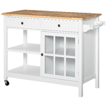 HOMCOM-Carrello-da-Cucina-in-Legno-Multiuso-2-Ruote-Cassetti-e-Mensole---Bianco