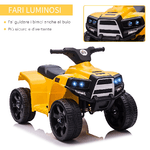 HOMCOM-Quad-Elettrico-per-Bambini-ATV-6V-con-Fari-e-Clacson-Velocita-3km-h-Eta-18-36-Mesi-65x40x43cm-Nero-Giallo