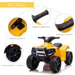 HOMCOM-Quad-Elettrico-per-Bambini-ATV-6V-con-Fari-e-Clacson-Velocita-3km-h-Eta-18-36-Mesi-65x40x43cm-Nero-Giallo