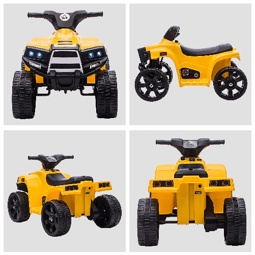 HOMCOM-Quad-Elettrico-per-Bambini-ATV-6V-con-Fari-e-Clacson-Velocita-3km-h-Eta-18-36-Mesi-65x40x43cm-Nero-Giallo