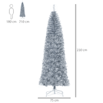 HOMCOM-Albero-di-Natale-Artificiale-Alto-210cm-con-818-Rami-Albero-di-Natale-Slim-con-Base-Rimovibile-in-PET-e-Acciaio-Argento