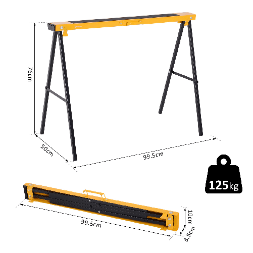 Durhand-Set-2-Cavalletti-da-Lavoro-Pieghevoli-In-Acciaio-Portata-250kg