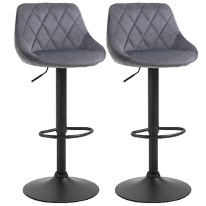 HOMCOM Set 2 Sgabelli da Bar di Design Girevoli con Altezza Regolabile - Grigio Scuro/Nero