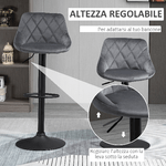 HOMCOM-Set-2-Sgabelli-da-Bar-di-Design-Girevoli-con-Altezza-Regolabile---Grigio-Scuro-Nero