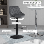 HOMCOM-Set-2-Sgabelli-da-Bar-di-Design-Girevoli-con-Altezza-Regolabile---Grigio-Scuro-Nero