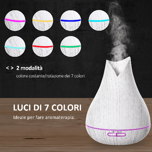 HOMCOM-Diffusore-di-Aromi-Oli-Essenziali-per-Ambienti-Vaporizzatore-con-7-Luci-Colorate-Timer-e-USB-Bianco-300Ml