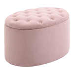 HOMCOM Pouf Contenitore Ovale Imbottito e Trapuntato in Velluto, 71x52x42cm, Rosa