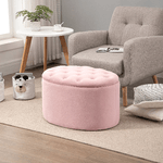 HOMCOM-Pouf-Contenitore-Ovale-Imbottito-e-Trapuntato-in-Velluto-71x52x42cm-Rosa