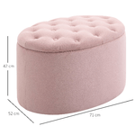 HOMCOM-Pouf-Contenitore-Ovale-Imbottito-e-Trapuntato-in-Velluto-71x52x42cm-Rosa