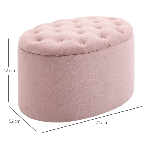 HOMCOM-Pouf-Contenitore-Ovale-Imbottito-e-Trapuntato-in-Velluto-71x52x42cm-Rosa