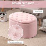 HOMCOM-Pouf-Contenitore-Ovale-Imbottito-e-Trapuntato-in-Velluto-71x52x42cm-Rosa