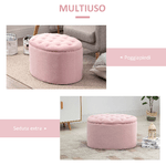 HOMCOM-Pouf-Contenitore-Ovale-Imbottito-e-Trapuntato-in-Velluto-71x52x42cm-Rosa