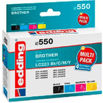 Edding cartucce per stampante edding EDD-550 nero ciano magenta giallo compatibili con Brother LC-223BK/C/M/Y set di 4