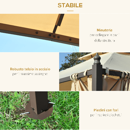 Outsunny-Gazebo-da-Giardino-3-x-3m-con-4-Tende-Laterali-e-Doppio-Tetto-Beige