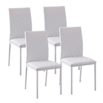 HOMCOM Set 4 Sedie Imbottite per Sala da Pranzo con Rivestimento in Similpelle, 41x50x91cm - Bianco