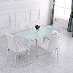 HOMCOM-Set-4-Sedie-Imbottite-per-Sala-da-Pranzo-con-Rivestimento-in-Similpelle-41x50x91cm---Bianco