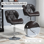 HOMCOM-Set-2-Sgabelli-da-Bar-Girevoli-con-Altezza-Regolabile-Rivestimento-Similpelle-e-Base-Rotonda---Marrone