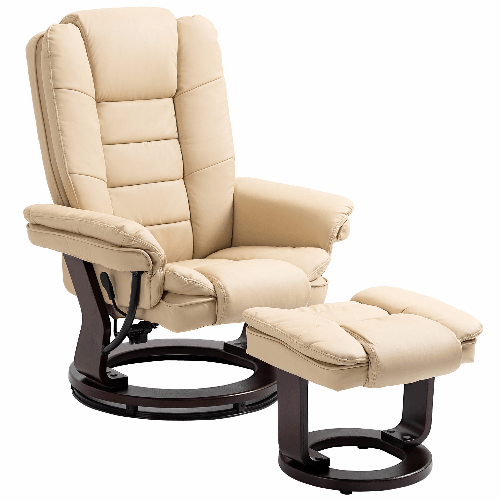 HOMCOM-Set-Poltrona-Relax-e-Pouf-Poggiapiedi-Girevole-a-360°-e-Reclinabile-Similpelle-PU