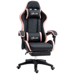 Vinsetto Sedia da Gaming Rosa e Nero con Altezza Regolabile e Schienale Reclinabile, 65x65x121-129 cm