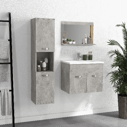 kleankin-Set-Mobili-Bagno-con-Mobile-Lavabo-60cm-e-Lavandino-in-Ceramica-Colonna-Bagno-e-Specchiera-Grigio