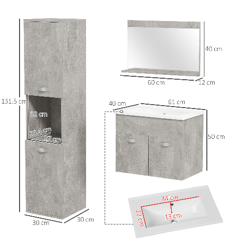 kleankin-Set-Mobili-Bagno-con-Mobile-Lavabo-60cm-e-Lavandino-in-Ceramica-Colonna-Bagno-e-Specchiera-Grigio