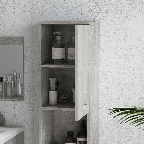 kleankin-Set-Mobili-Bagno-con-Mobile-Lavabo-60cm-e-Lavandino-in-Ceramica-Colonna-Bagno-e-Specchiera-Grigio