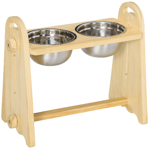 PawHut-Doppia-Ciotola-per-Cani-Rialzata-Regolabile-2-Ciotole-in-Acciaio-e-Base-in-Legno-per-Cani-Grandi-e-Piccoli-49x25x41cm