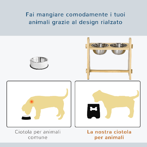 PawHut-Doppia-Ciotola-per-Cani-Rialzata-Regolabile-2-Ciotole-in-Acciaio-e-Base-in-Legno-per-Cani-Grandi-e-Piccoli-49x25x41cm