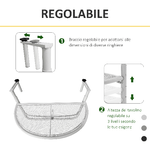 Outsunny-Tavolino-da-Ringhiera-Pieghevole-con-3-Altezze-Regolabili-in-Metallo-60x45x50cm-Bianco