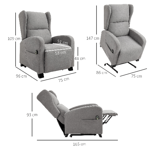 HOMCOM-Poltrona-Relax-Alzapersona-con-Rotelle-Schienale-Reclinabile-160°-con-Telecomando-Incluso-in-Velluto-Grigio