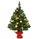 HOMCOM Albero di Natale 60cm con 15 Luci a LED, 73 Rami, Albero di Natale Artificiale con Decorazioni