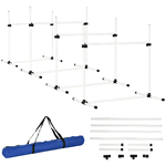 PawHut Set di 4 Ostacoli Agility Dog per Addestramento Cani con Sacca di Trasporto, Altezza delle Barre Orizzontali Regolabili, 99x65x94cm