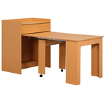 HOMCOM Tavolo Pieghevole da Pranzo max 5 Persone in Truciolato e Acciaio, 84x180x100 cm, color Legno