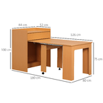 HOMCOM-Tavolo-Pieghevole-da-Pranzo-max-5-Persone-in-Truciolato-e-Acciaio-84x180x100-cm-color-Legno